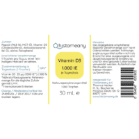Etikett Vitamin D3 Tropfen vegetarisch Rapsöl Histaminintoleranz Salicylatintoleranz