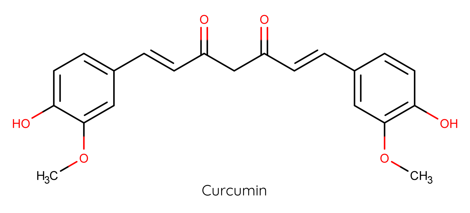 Molekül des sekundären Pflanzenstoffs Curcumin