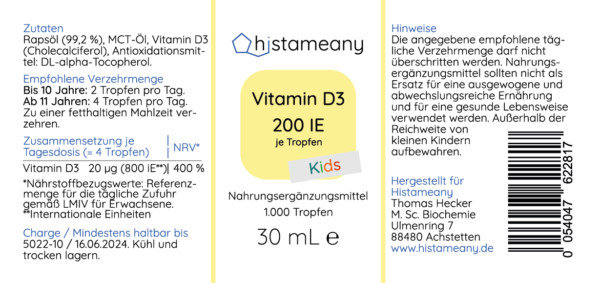 Histameany Vitamin D3 Kids Tropfen