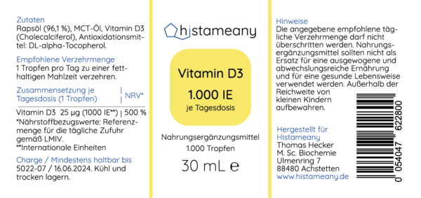 Histameany Vitamin D3 Tropfen