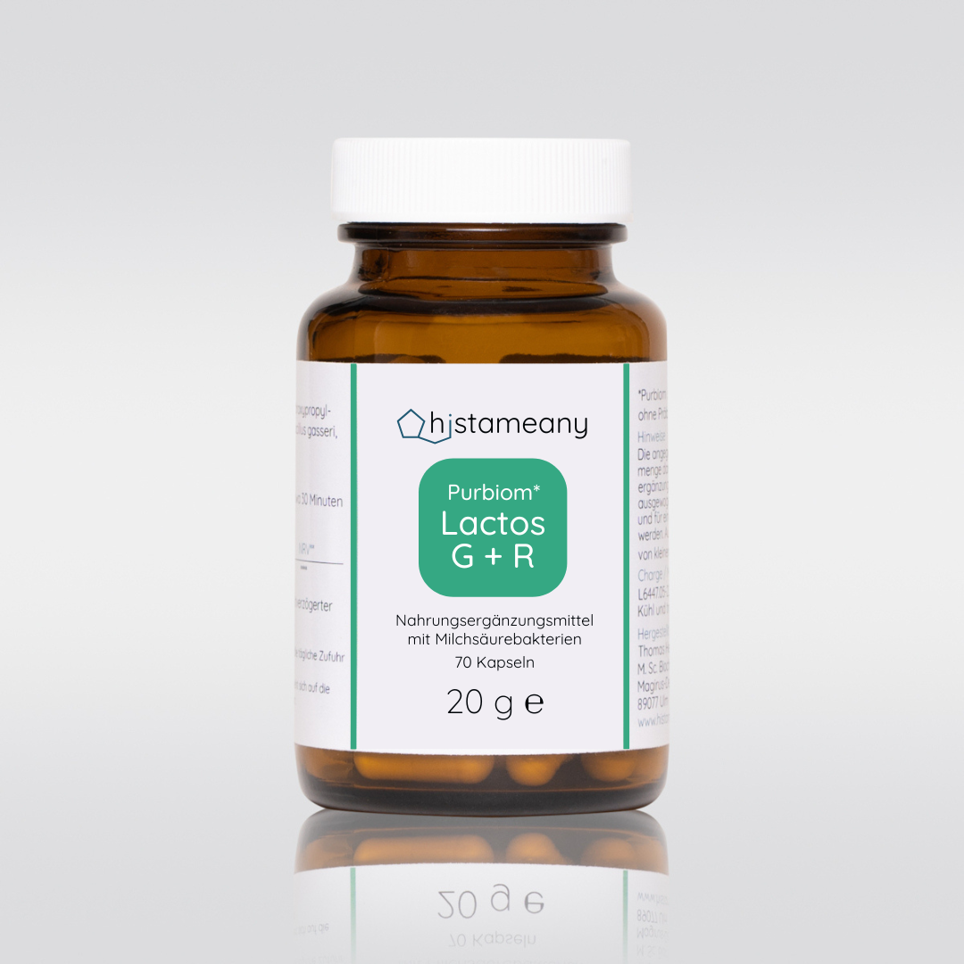 Purbiom Lactos G + R Lactobazillen L. gasseri L. rhamnosus Milchsäurebakterien Histaminintoleranz Laktosefrei Salicylatintoleranz