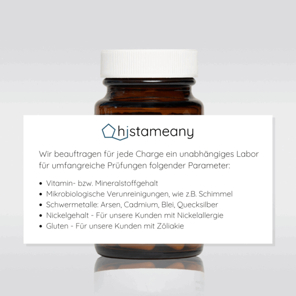 Histameany Produkt Analyse Laborprüfung Qualitätsversprechen Produkte Nahrunsgergänzung